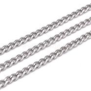 304 Stainless Steel Twisted Chains for Men's Necklace Making, Unwelded, Stainless Steel Color, 4.5x3x0.8mm(CHS-K001-86)