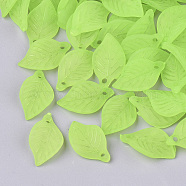 Transparent Acrylic Pendants, Frosted, Leaf, Light Green, 18x11x3mm, Hole: 2mm(X-FACR-R007-12)