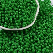 Opaque Acrylic Beads, Round, Green, 4x3.5mm, Hole: 1.6mm, about 18000pcs/500g(SACR-A007-01A-13)