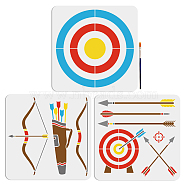 US 1 Set Archery PET Hollow Out Drawing Painting Stencils, for DIY Scrapbook, Photo Album, with 1Pc Art Paint Brushes, Mixed Shapes, 300x300mm, 3pcs/set(DIY-MA0004-37B)
