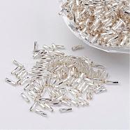 Glass Twisted Bugle Beads, Metallic Colours,White, 9x2mm, Hole: 0.5mm, about 7000pcs/bag(SEED-E002-9mm-821#)