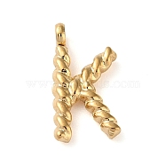 316 Surgical Stainless Steel Pendants & Charms, Golden, Letter K, 14.5x7.5x2mm, Hole: 2mm(STAS-D031-01K)