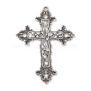 Tibetan Style Alloy Big Gothic Pendants, Cadmium Free & Nickel Free & Lead Free, Cross, Antique Silver, 74x53x3.5mm, Hole: 2.5mm(X-TIBEP-A20541-AS-FF)