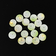 Frosted Baking Painted Crackle Glass Beads with Glitter Powder, Two Tone, Round, Green Yellow, 6x5.5mm, Hole: 1.4mm, about 3330pcs/1000g(DGLA-T004-6mm-01K)