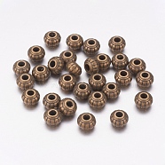 Tibetan Style Alloy Beads, Rondelle, Antique Bronze, Lead Free & Cadmium Free, 6x4.5mm, Hole: 1.5mm(X-K0PB3071)
