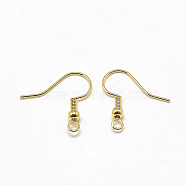 Brass Earring Hooks, with Horizontal Loop, Real 18K Gold Plated, 18x18x3mm, Hole: 1.5mm, Pin: 0.8mm(X-KK-T032-006G)