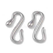 Brass Hook and S-Hook Clasps, Snake, Platinum, 20x12x2.5mm(KK-G497-26P)