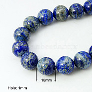 Natural Lapis Lazuli Beads Strands, Round, Royal Blue, 10mm(G-G099-10mm-7)