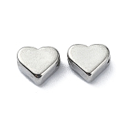 304 Stainless Steel Beads, Heart, Stainless Steel Color, 5x6x3mm, Hole: 1.2mm(STAS-C089-02B-P)
