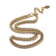 Ion Plating(IP) 304 Stainless Steel Cuban Link Chain Necklace, Real 18K Gold Plated, 16.14 inch(41cm)(NJEW-D045-04G)