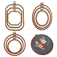 9Pcs 9 Style Plastic Cross Stitch Embroidery Hoops, Imitation Wood, Sewing Tools Accessory, Round & Ring & Rectangle, Mixed Color, 121~290x92~183x8.5~10.5mm, 1pc/style(FIND-DC0004-90)