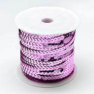 Plastic Paillette Beads, Sequins Beads, Ornament Accessories, Flat Round, Plum, 6mm, about 100yards/roll(PVC-Q085-6mm-9)