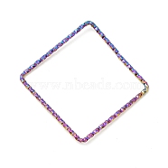 304 Stainless Steel Linking Rings, Textured, Square, Rainbow Color, 33x33x1mm(STAS-Z041-04B-RC)