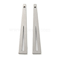 304 Stainless Steel Pendants, Triangle Charm, Stainless Steel Color, 31x5x1mm, Hole: 0.9mm(STAS-G318-03P)