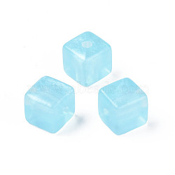 Transparent Acrylic Beads, with Glitter Powder, Cube, Sky Blue, 13.5x13.5x13.5mm, Hole: 3.5mm(TACR-N006-03-B01)