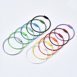 Spray Painted 201 Stainless Steel Wire Cable Keychains, Key Rings for Outdoor, Hanging Luggage Tags, Keys and ID Tag Keepers, Mixed Color, Inner Diameter: 4.5x4.8cm(BJEW-T019-01)