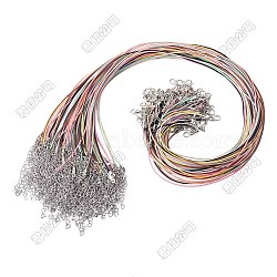 10Pcs 10 Colors 1MM Waxed Polyester Cord Necklace Making, with 304 Stainless Steel End Chains, Stainless Steel Color, Mixed Color, 20.63 inch(52.4cm), 1pc/color(NJEW-TA00219)