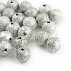 Spray Painted Acrylic Beads, Matte Style, Round, Silver, 6mm, Hole: 1.5mm(X-ACRP-Q018-6mm-001)