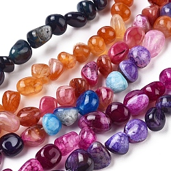 Natural Agate Beads Strands, Tumbled Stone, Dyed & Heated, Nuggets, Mixed Color, 8~13x9~10x6.5~9mm, Hole: 1.4mm, about 44pcs/strand, 14.76 inch(37.5cm)(G-L560-S)