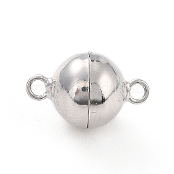 925 Sterling Silver Magnetic Clasps, Round, Platinum, 14x9x9x9mm, Hole: 1.5mm(STER-A001-02A-P)