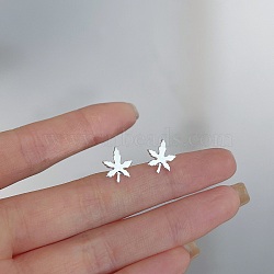 Alloy Earrings for Women, with 925 Sterling Silver Pin, Leaf, 10mm(FS-WG98937-133)