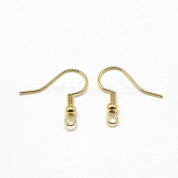Brass Earring Hooks, with Horizontal Loop, Real 18K Gold Plated, 18x18x3mm, Hole: 1.5mm, Pin: 0.8mm(X-KK-T032-006G)