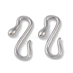 Brass Hook and S-Hook Clasps, Snake, Platinum, 20x12x2.5mm(KK-G497-26P)