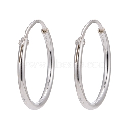 Sterling Silver Hoop Earring Findings, Ring, Silver, 14x1.2mm, Pin: 0.7mm(X-STER-E062-05B-S)
