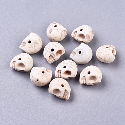 Synthetic Magnesite Bead Strands, Skull, 13x12x9.5mm, Hole: 1mm, about 42pcs/strand, 15.1 inch, 12strands/1000g(G-P228-74)