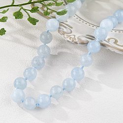 Natural Aquamarine Beaded Necklaces, with Alloy Lobster Clasps, Round, Dyed, 18.8 inch~19.2  inch(48~49cm), round: 10mm(NJEW-S404-19)