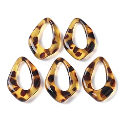 Resin Cabochons, with Leopard Print Pattern, Teardrop, 35.5x24.5x7mm(RESI-D300-05C)