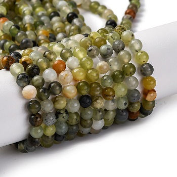 Natural New Jade Beads Strands, Round, 4~5mm, Hole: 1.2mm, about 63pcs/strand, 15.35''(39cm)