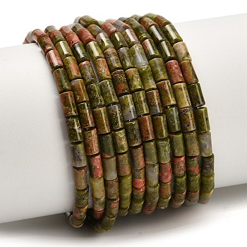 Natural Unakite Beads Strands, Column, 6x4mm, Hole: 1mm, about 68pcs/strand, 15.16''(38.5cm)