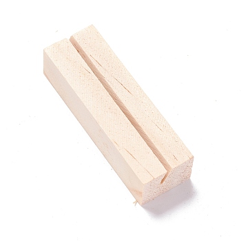 Rectangle Unfinished Pinewood Place Card Holder, Table Number Stands, for Wedding Home Party Decoration, Blanched Almond, 22.5x70x17mm