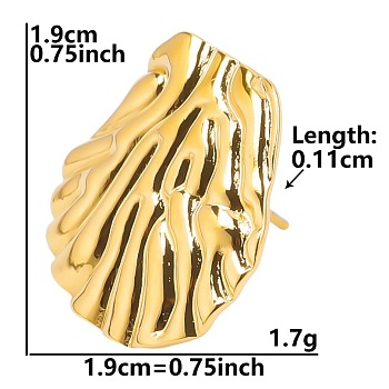 Stylish Irregular Shell Shape 304 Stainless Steel Stud Earrings for Women, Real 18K Gold Plated