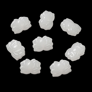 Handmade Lampwork Beads, Flower, White, 10.5x14.5x6.5mm, Hole: 1.5mm