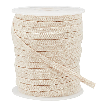 25M Flat Cotton Hollow Cord, Shoeslace Making, Clothes Accessories, with Plastic Spool, PapayaWhip, 6~7.5x1mm, about 27.34 Yards(25m)/Roll