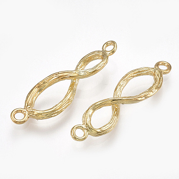 Brass Links connectors, Infinity, Real 18K Gold Plated, 21x6.5x3.5mm, Hole: 1.2mm