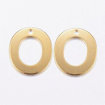 304 Stainless Steel Charms, Letter, Initial Charms, Real 18k Gold Plated, Letter.O, 11x6~12x0.8mm, Hole: 1mm
