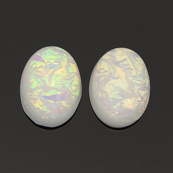 Oval Resin Imitated Opal Cabochons, White, 18x13x7mm