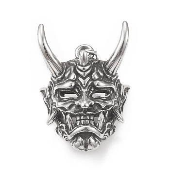 304 Stainless Steel Pendants, Evil Charm, Antique Silver, 39x27x22mm, Hole: 4x7mm