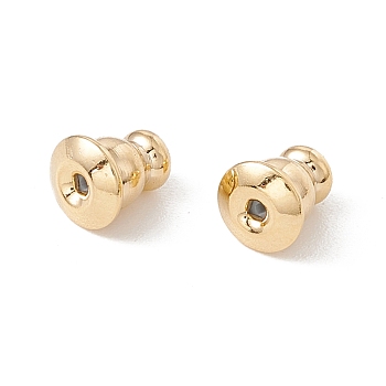 Rack Plating Brass Ear Nuts, Long-Lasting Plated, Cadmium Free & Lead Free, Chess, Real 14K Gold Plated, 6x5mm, Hole: 0.8mm
