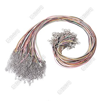 10Pcs 10 Colors 1MM Waxed Polyester Cord Necklace Making, with 304 Stainless Steel End Chains, Stainless Steel Color, Mixed Color, 20.63 inch(52.4cm), 1pc/color