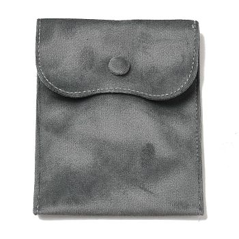 Velvet Jewelry Pouches, Jewelry Gift Bags with Snap Button, for Ring Necklace Earring Bracelet Storage, Rectangle, Gray, 14x11x0.2cm