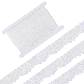 20 Yards Polyester Lace Ribbons, Wavy Edge Ribbon for Garment Accessories, White, 1-3/8 inch(35mm)