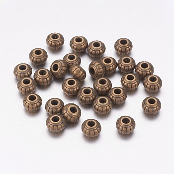 Tibetan Style Alloy Beads, Rondelle, Antique Bronze, Lead Free & Cadmium Free, 6x4.5mm, Hole: 1.5mm