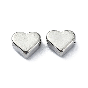 304 Stainless Steel Beads, Heart, Stainless Steel Color, 5x6x3mm, Hole: 1.2mm