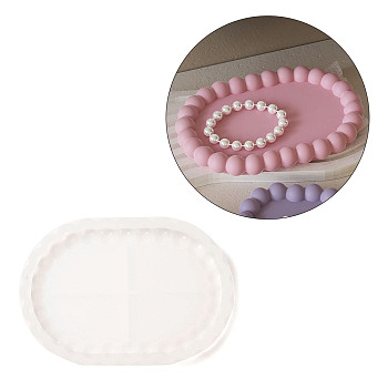 Jewelry Plate DIY Silicone Mold, Resin Casting Molds, for UV Resin, Epoxy Resin Craft Making, White, Oval, 113x166x19mm