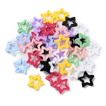 Opaque Resin Cabochons, Star, Mixed Color, 7.5x8x1mm