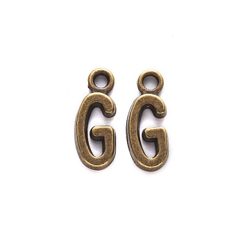 Tibetan Style Alloy Pendants, Cadmium Free & Nickel Free & Lead Free, Letter.G, G: 16.5x6.5x2mm, Hole: 2mm, about 1351pcs/1000g
